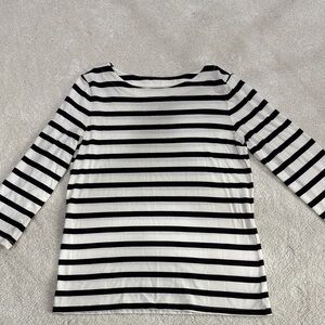 St. John's Bay Black and White Striped 3/4 Sleeve Top